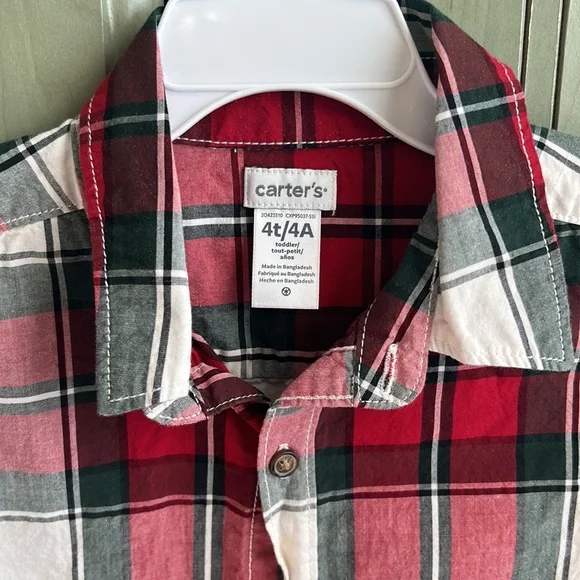 Carters 4T Plaid Buttonup - Picture 2 of 2